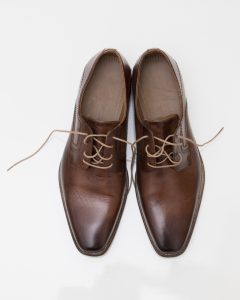 Mens brown leather shoes isolated